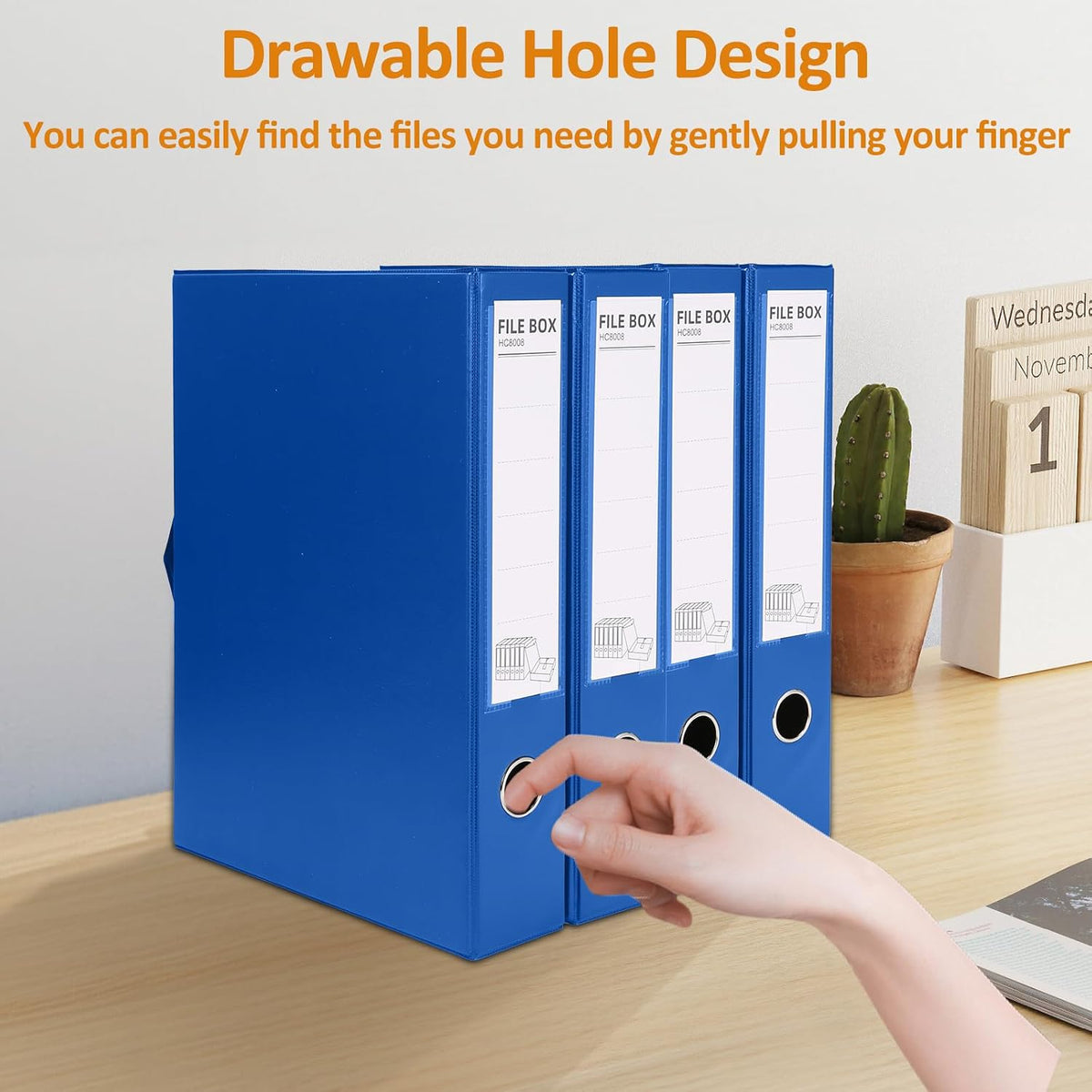 6 Pack A4 Storage File Boxes Plastic Archives Cases with Clip,Blue