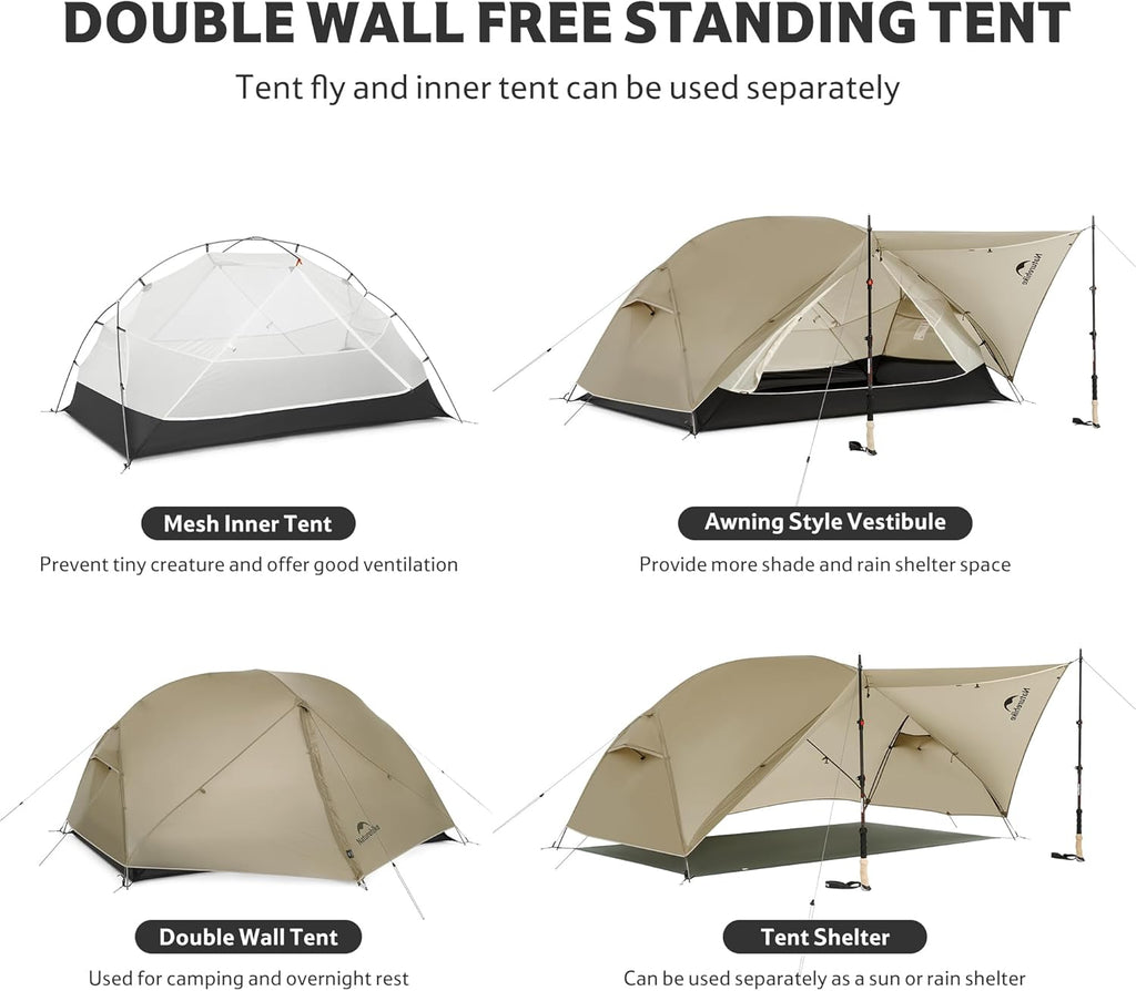 Mongar Upgraded 1/2/3 Person Backpacking Tent,Waterproof Lightweight Camping Tent with Footprint