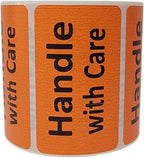 Handle with Care Labels Orange 2.5x1.5-inch Handling Fragile Adhesive Stickers 1 Roll with 500 Labels