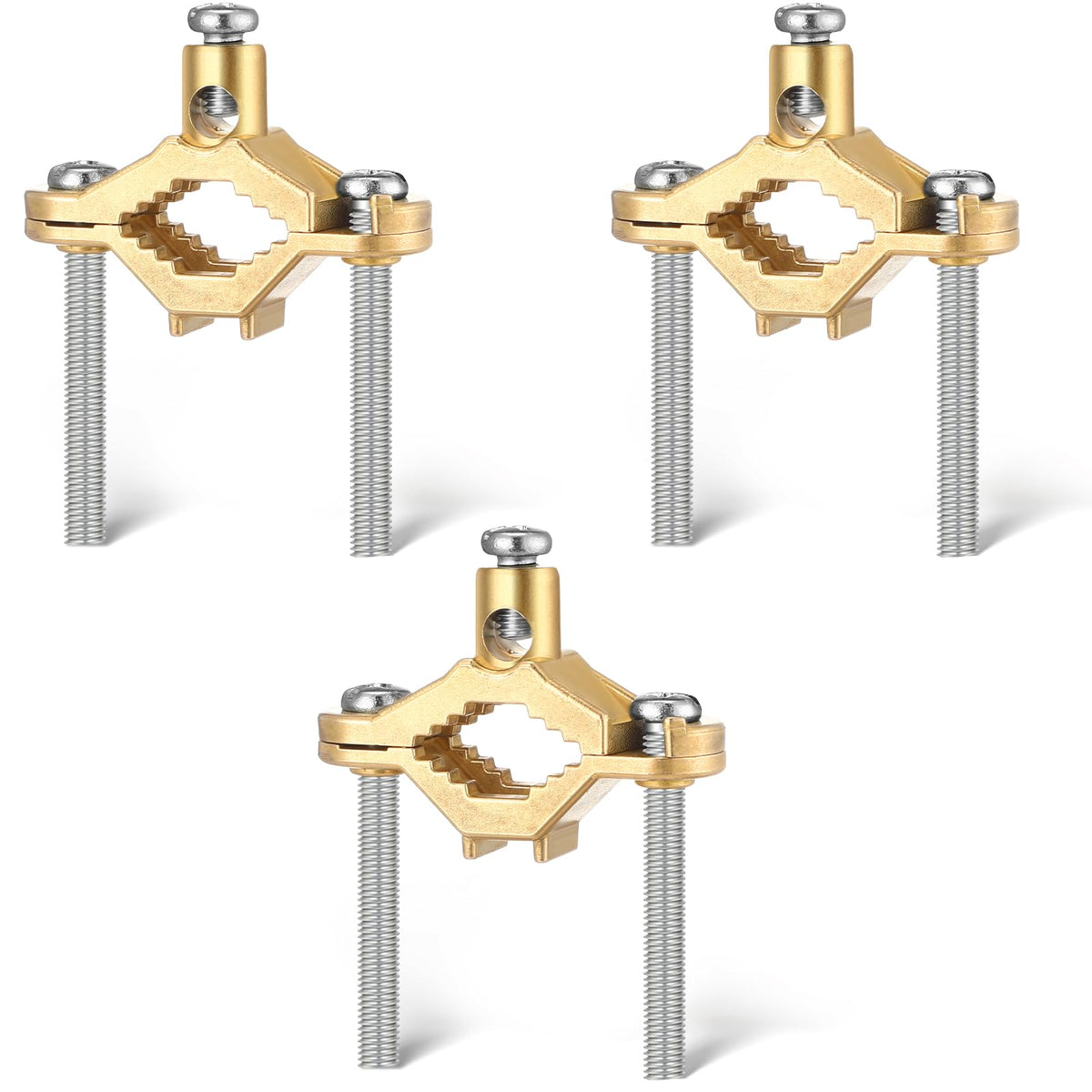 Feekoon 3 Pcs 1/2" to 1" Ground Clamp, #10 to #2 Wire Range