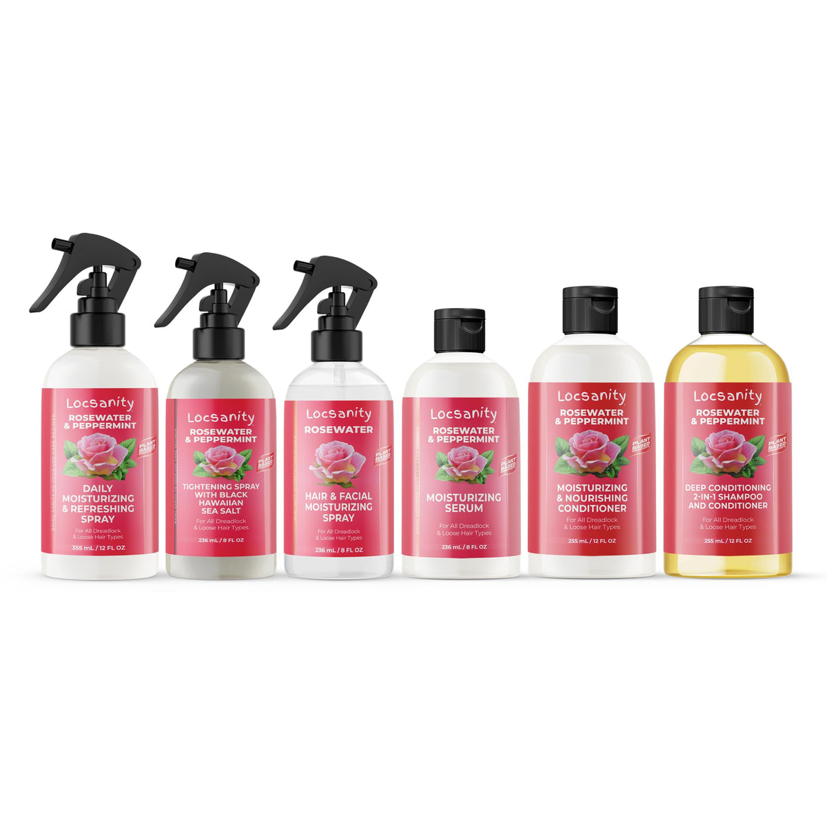 Locs Fine Mist Bundle - Locsanity Rosewater Peppermint Daily Moisturizer Spray, Shampoo, Conditioner for Dreadlocks