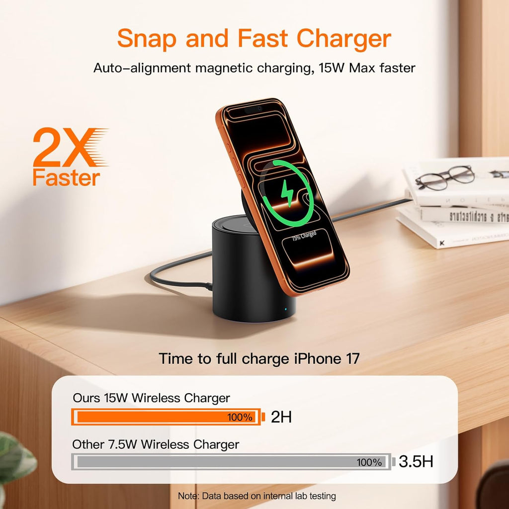 2026 Portable MagSafe Charger,3 in 1 Charging Station Apple,iPhone Charger | Foldable Wireless Charger ,15W Fast