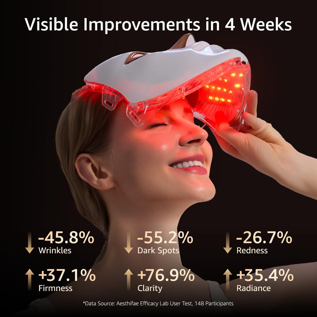 LED Face Mask for Wrinkles, Red Light Therapy for Face, Cordless NIR Red Light Therapy Mask with 7 Light Modes, 426