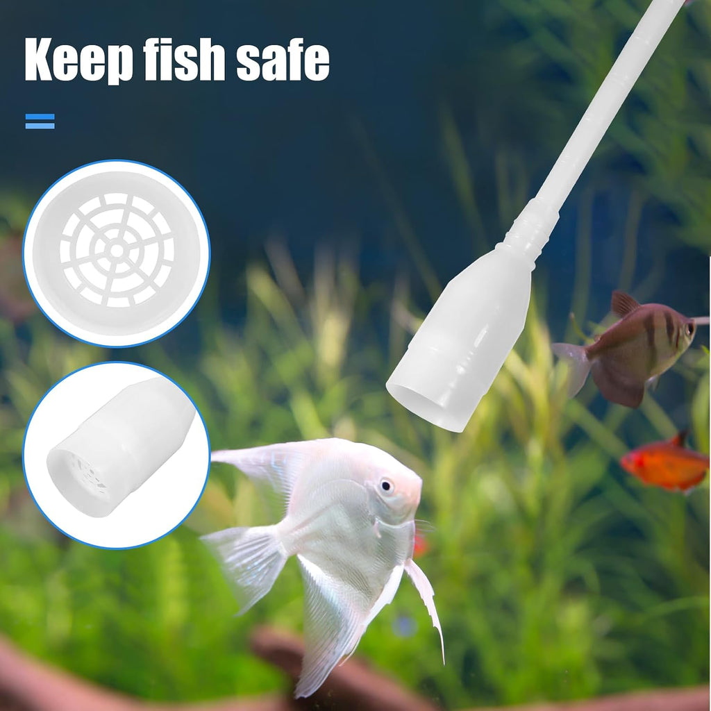 Aquarium Vacuum Siphon, Hand Pump Fish Tank Water Changer, with Fish Net Algae Scraper 5 in 1 Cleaning Set