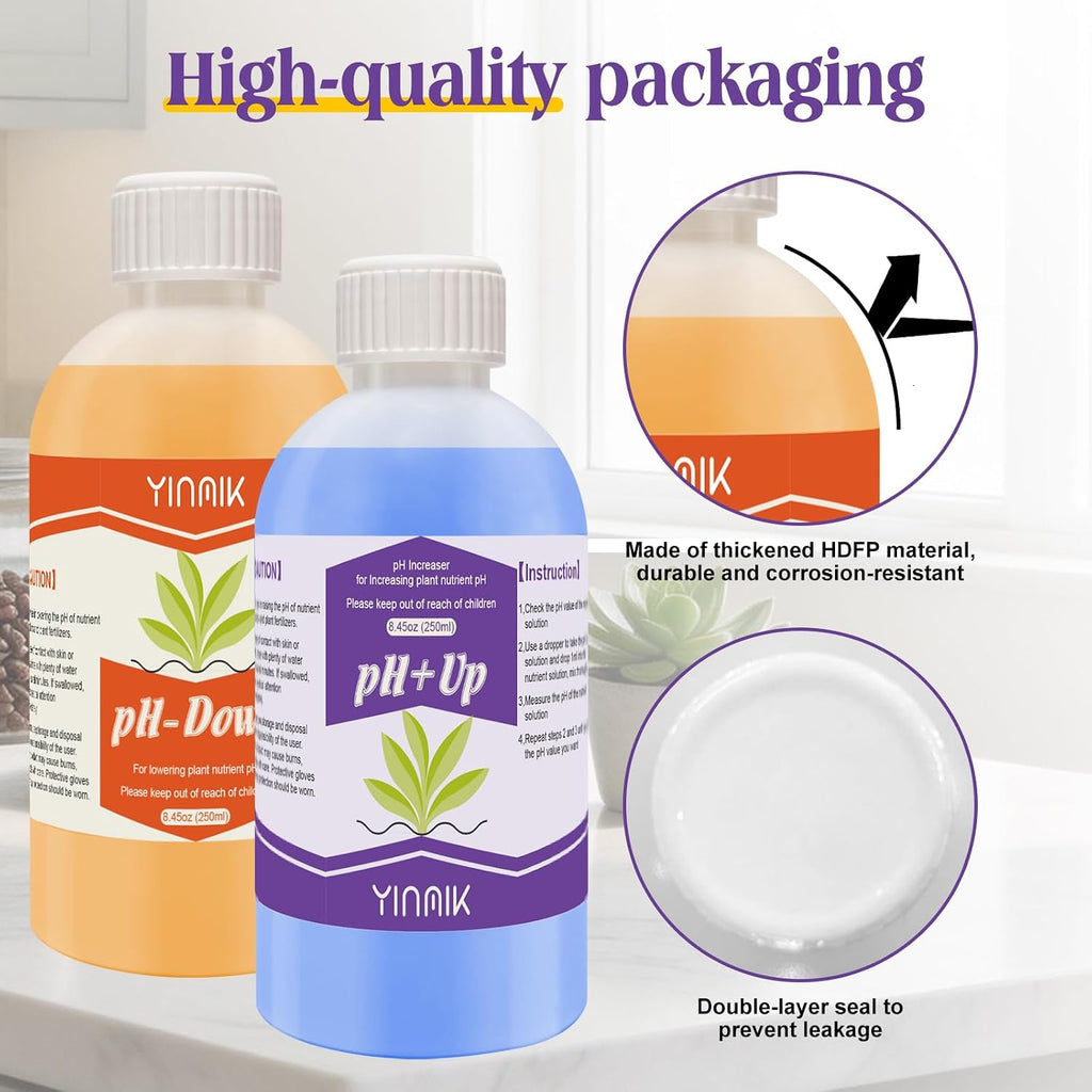 General Hydroponic pH Up Down Liquid, pH Control kit Adjust pH Level | 500ml Premium Buffering Solution for pH