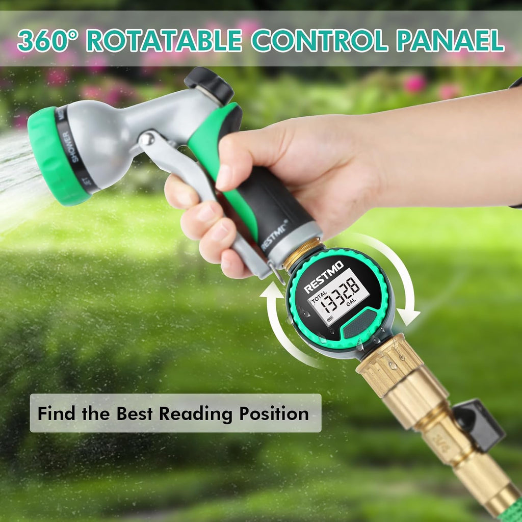 RESTMO 360° Rotatable Water Flow Meter, Brass Inlet & Outlet Water Meter