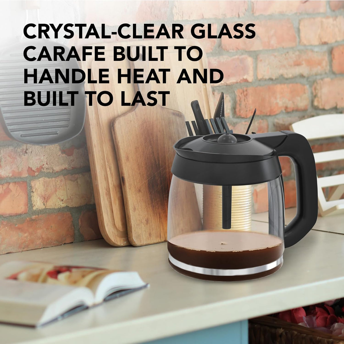 12-Cup Glass Coffee Carafe Replacement Compatible ONLY with Ninja Coffee Brewer Maker Models CE251 CE201 CE201C CE200