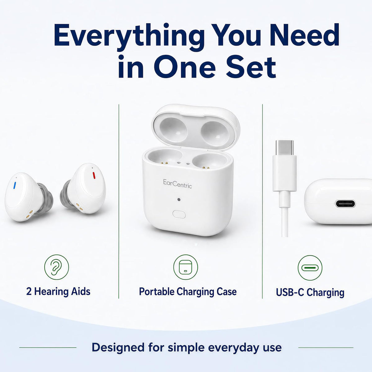 EarCentric Whisper Rechargeable Charger Hearing Aid
