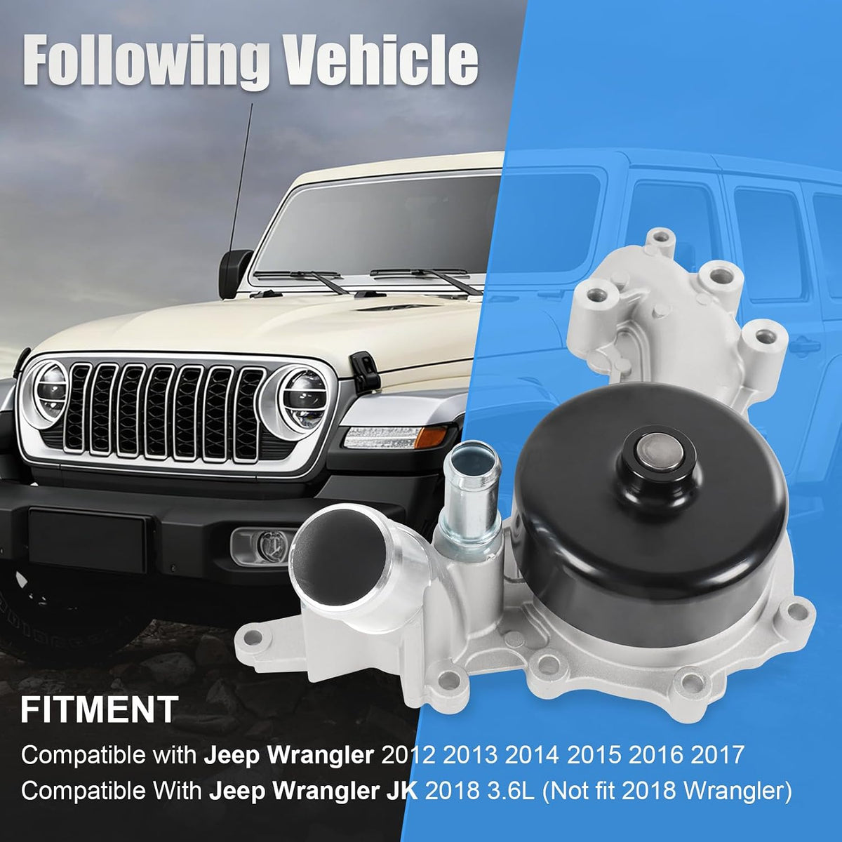 AW6699 Engine Water Pump 3.6L V6 Replacement For Jeep Wrangler 2012 2013 2014 2015 2016 2017,Wrangler JK 2018 44021 120-4500 CR4500 RL079412AB 68079412AB 68079412AC 68079412AD 68079412AE