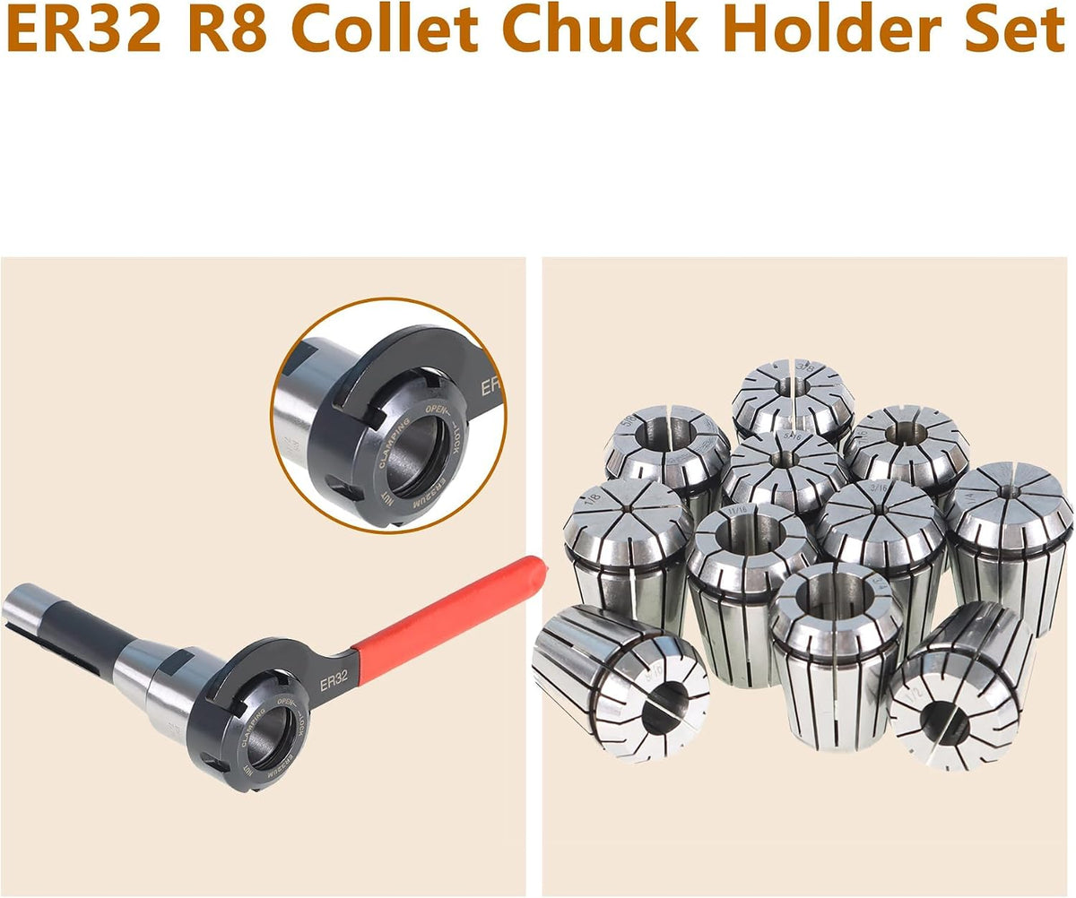 kimllier ER32 R8 Collet Chuck Holder Set with ER32 Collet Set and Wrench
