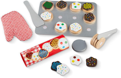 Melissa & Doug Slice & Bake Cookie Set with Wooden Play Food, Colorful Toppings & Play Kitchen Accessories, Preschool
