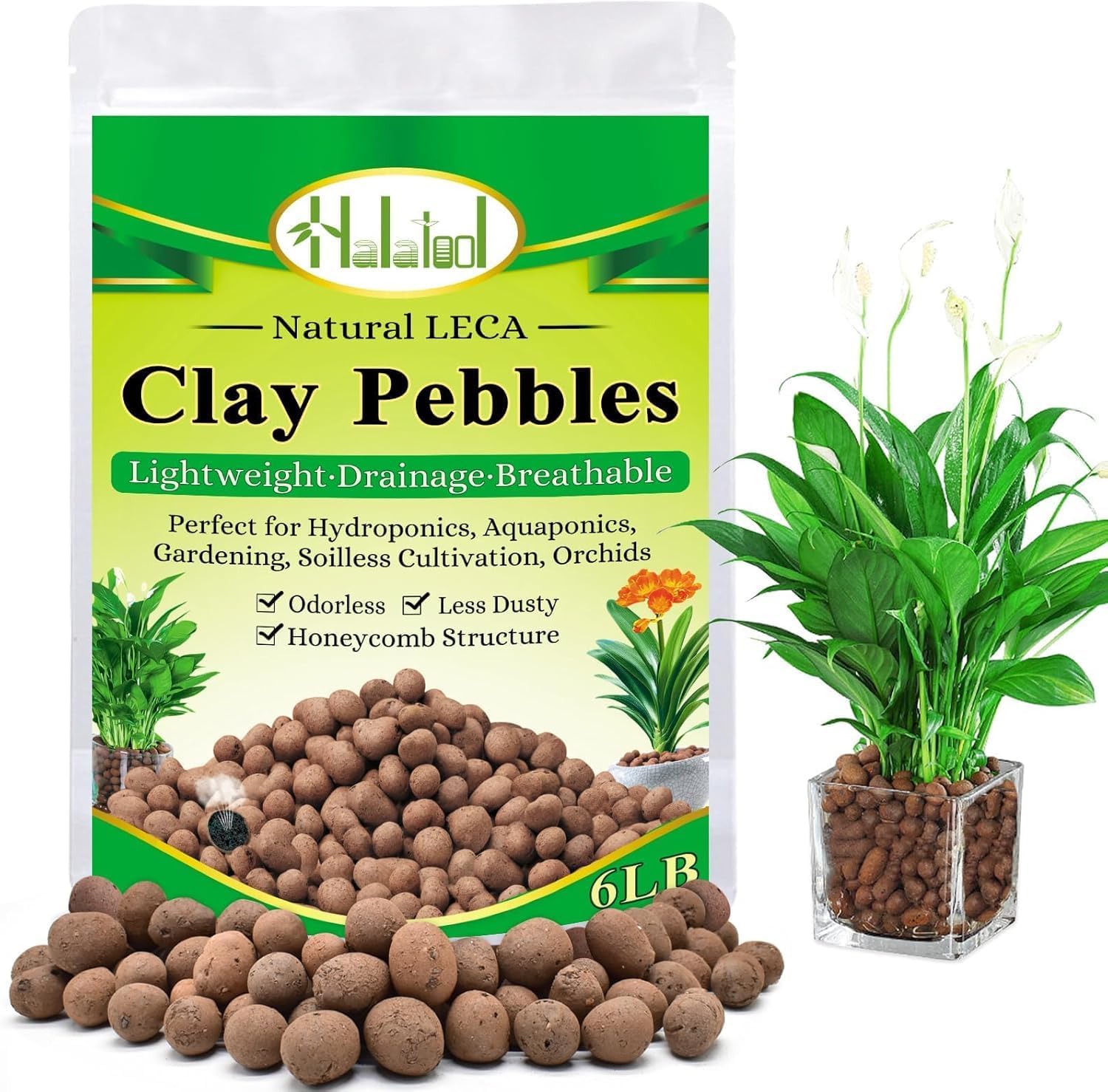 6LB Clay Pebbles, 4-16mm Hydro Balls for Drainage & Aeration | Reusable, Lightweight Leca Balls for Root Rot
