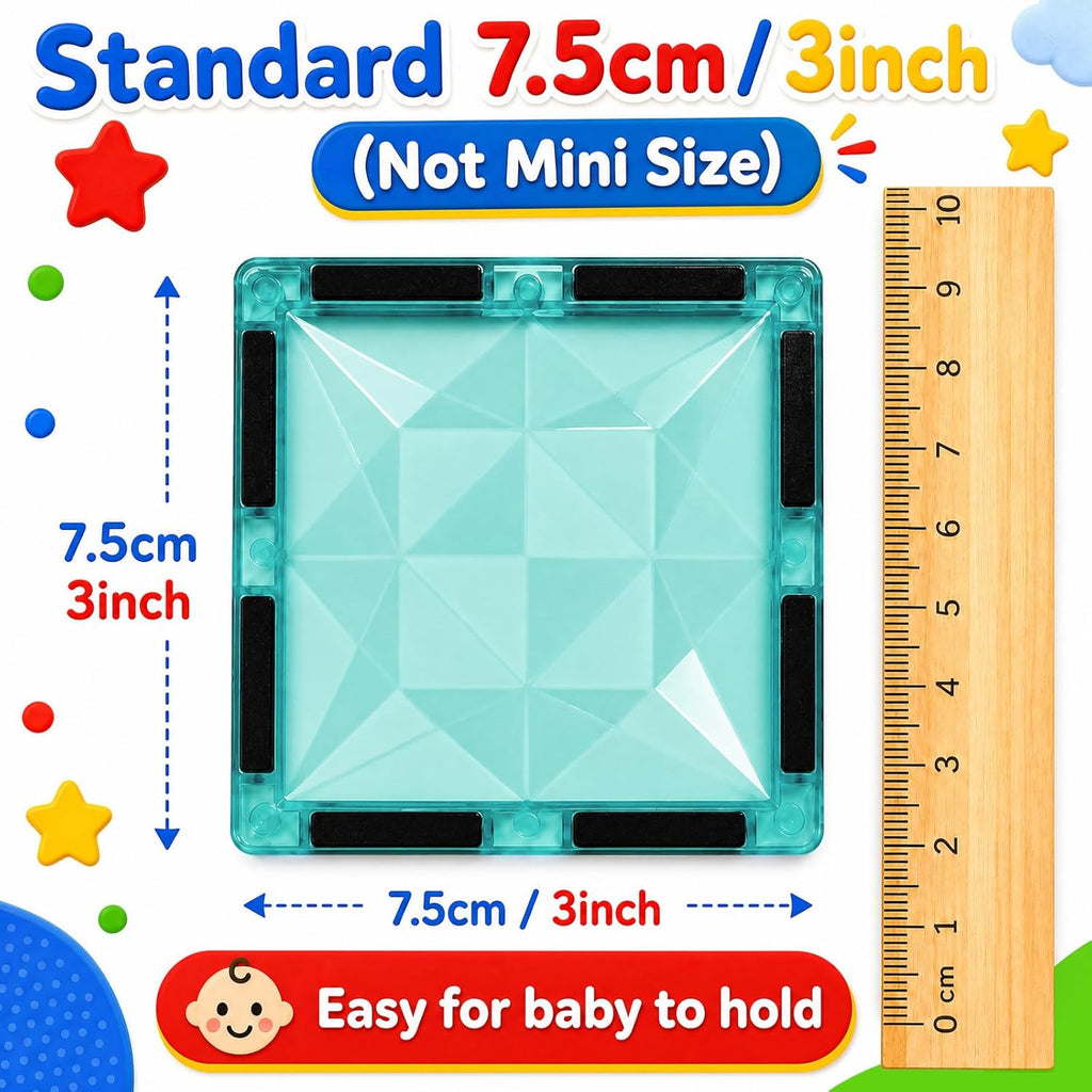 Magnetic Tiles for Kids, STEM Building Magnetic Blocks, 100-Piece