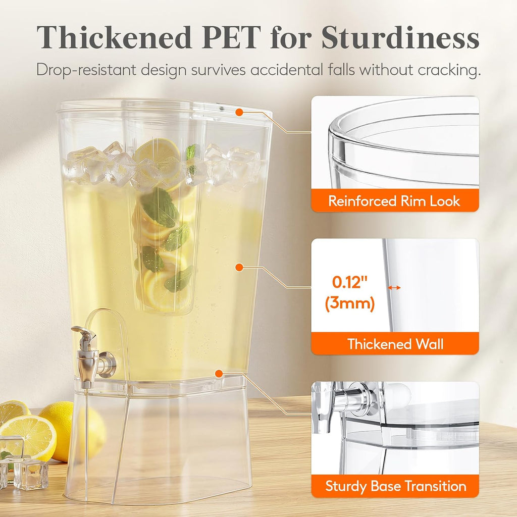 2 Gal Drink Dispenser with Leak-Proof Spigot & Fruit Infuser 2 Pcs