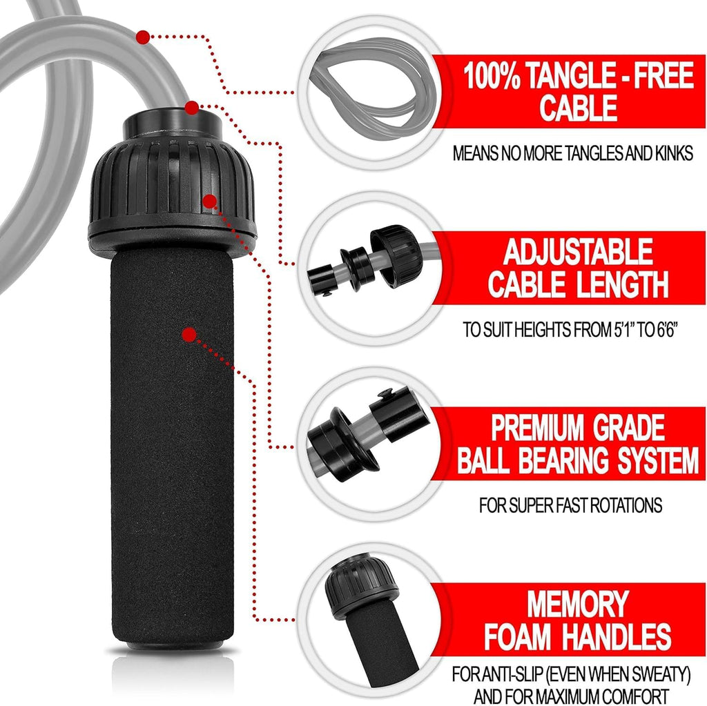 Weighted Jump Rope Workout (1LB) - Tangle-Free Ball Bearing Speed Skipping Rope for MMA Boxing Weight-loss Crossfit