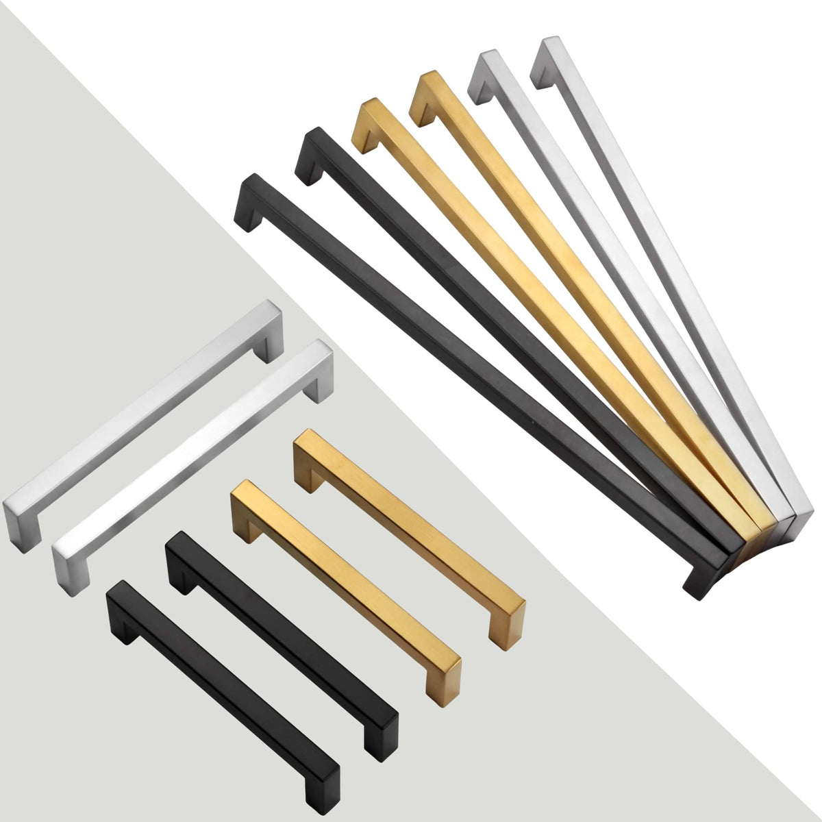 2 Pack 15 Inch Brushed Nickel Cabinet Pulls Square Drawer Handles