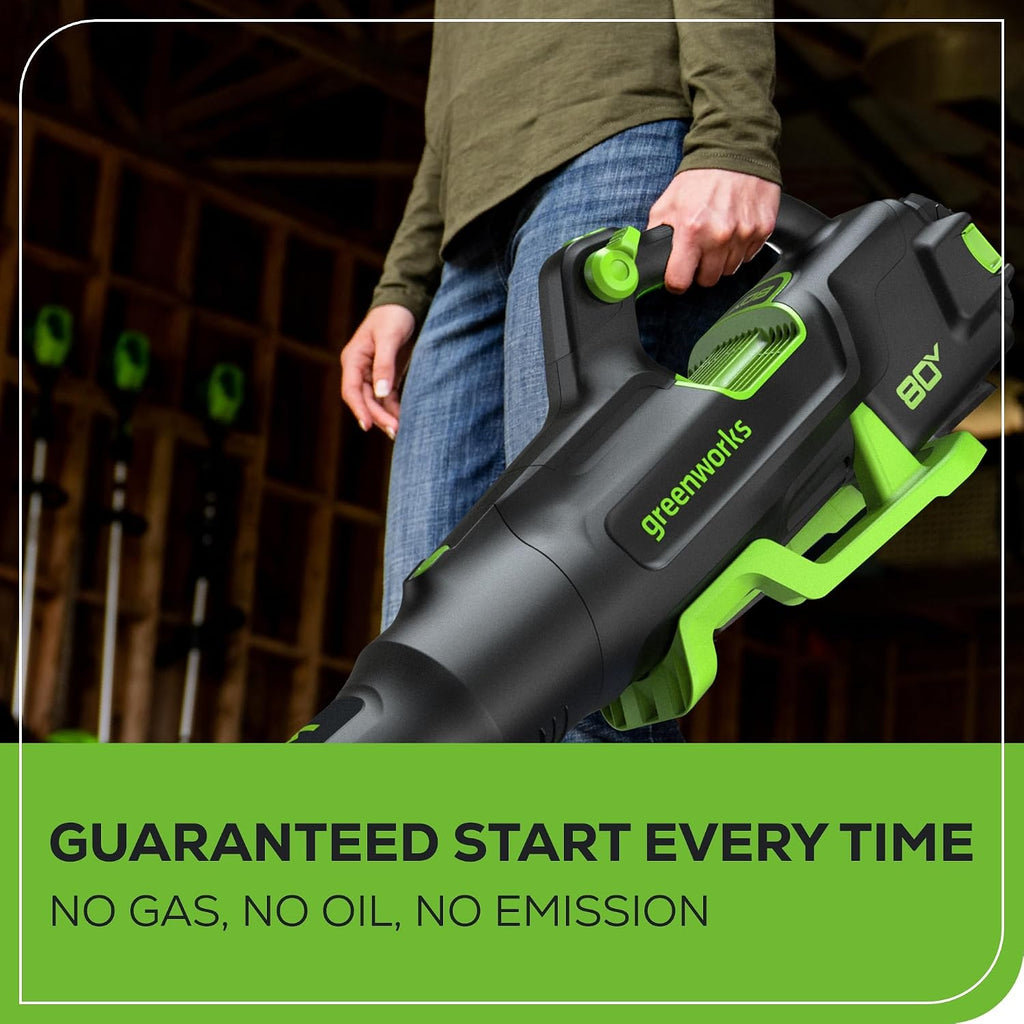 80V Electric Leaf Blower, 770 CFM, 4.0 Ah Battery and Charger