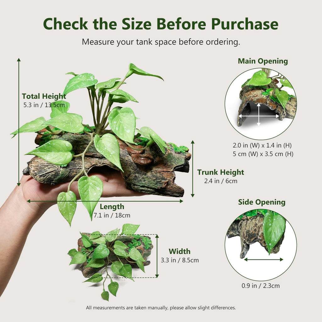 Aquarium Decorations Fish Tank Decor Resin Tree Trunk with Soft Greenery