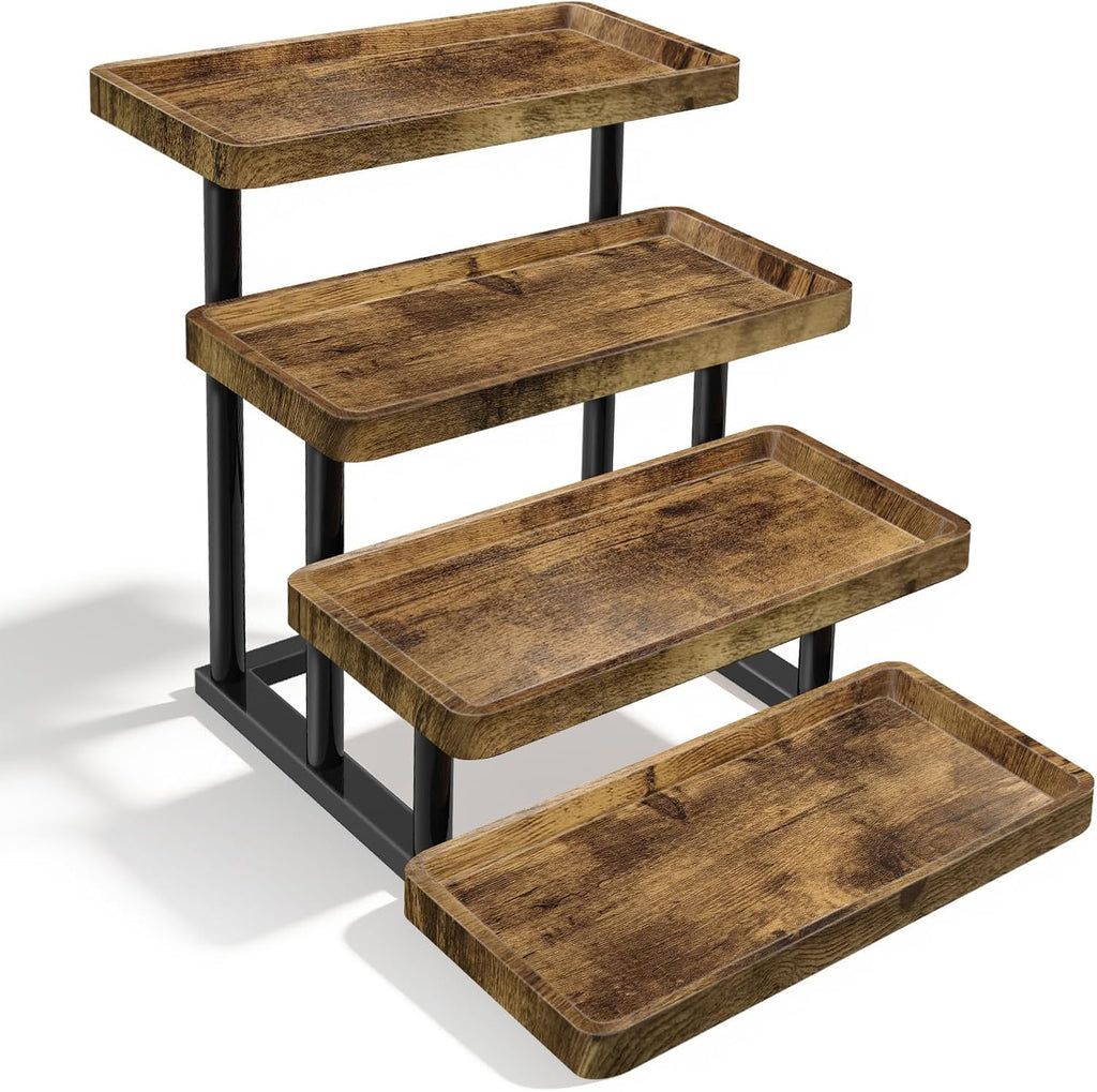 4 Tier Cupcake Stand, 15.7" Large Wooden Serving Tray
