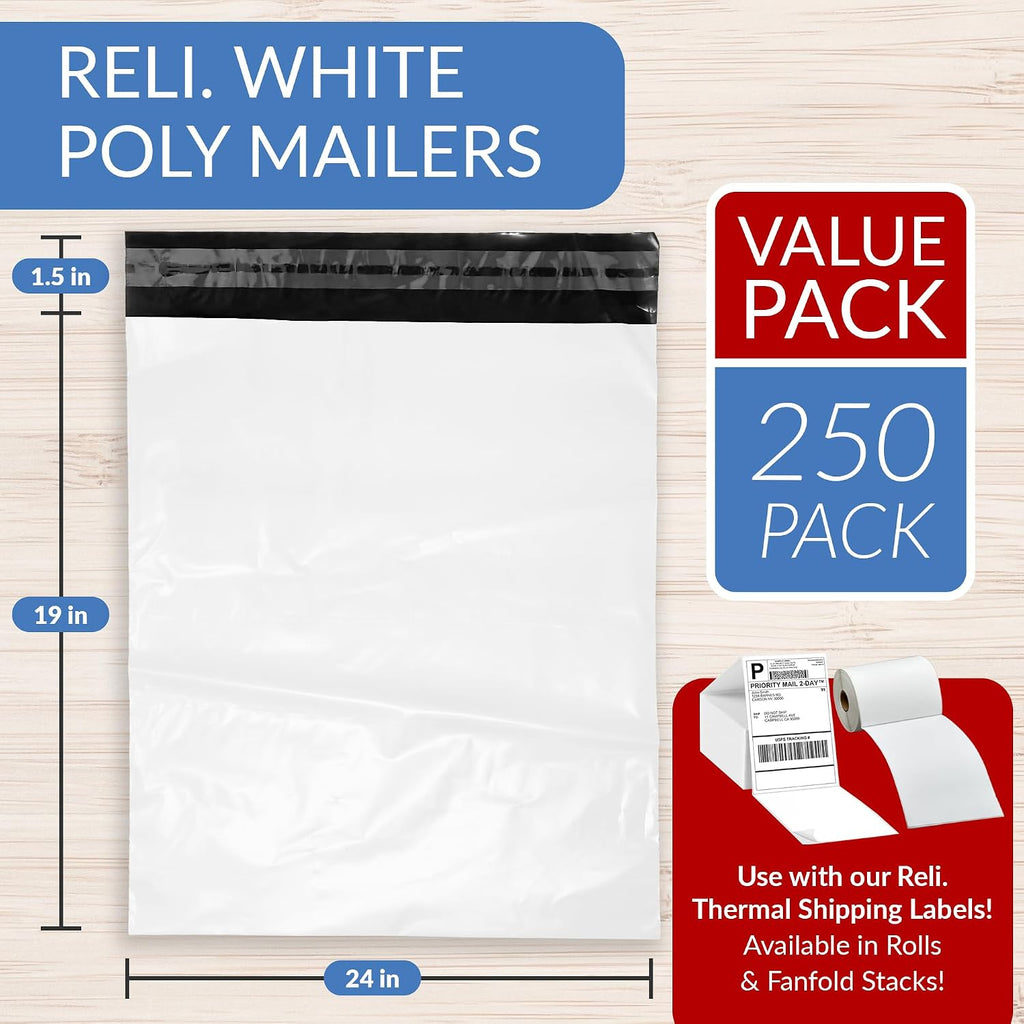 Poly Mailers 19x24 | 250 Pcs Bulk | Large Poly Mailers