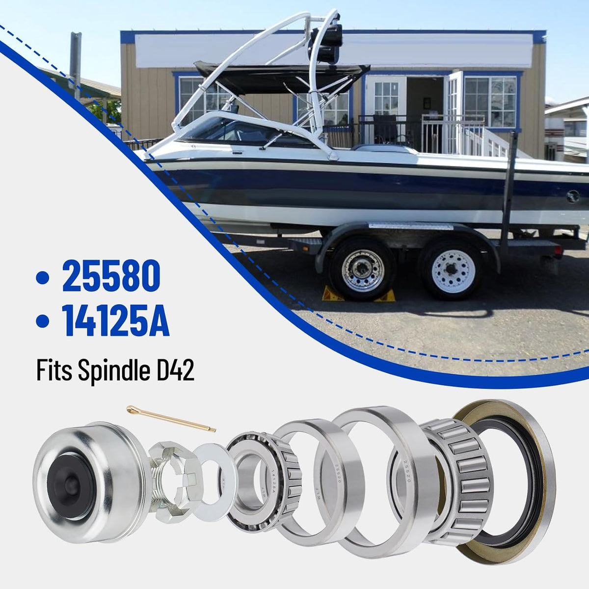 4 Sets 25580 14125A Boat Trailer Axles Bearing Kits