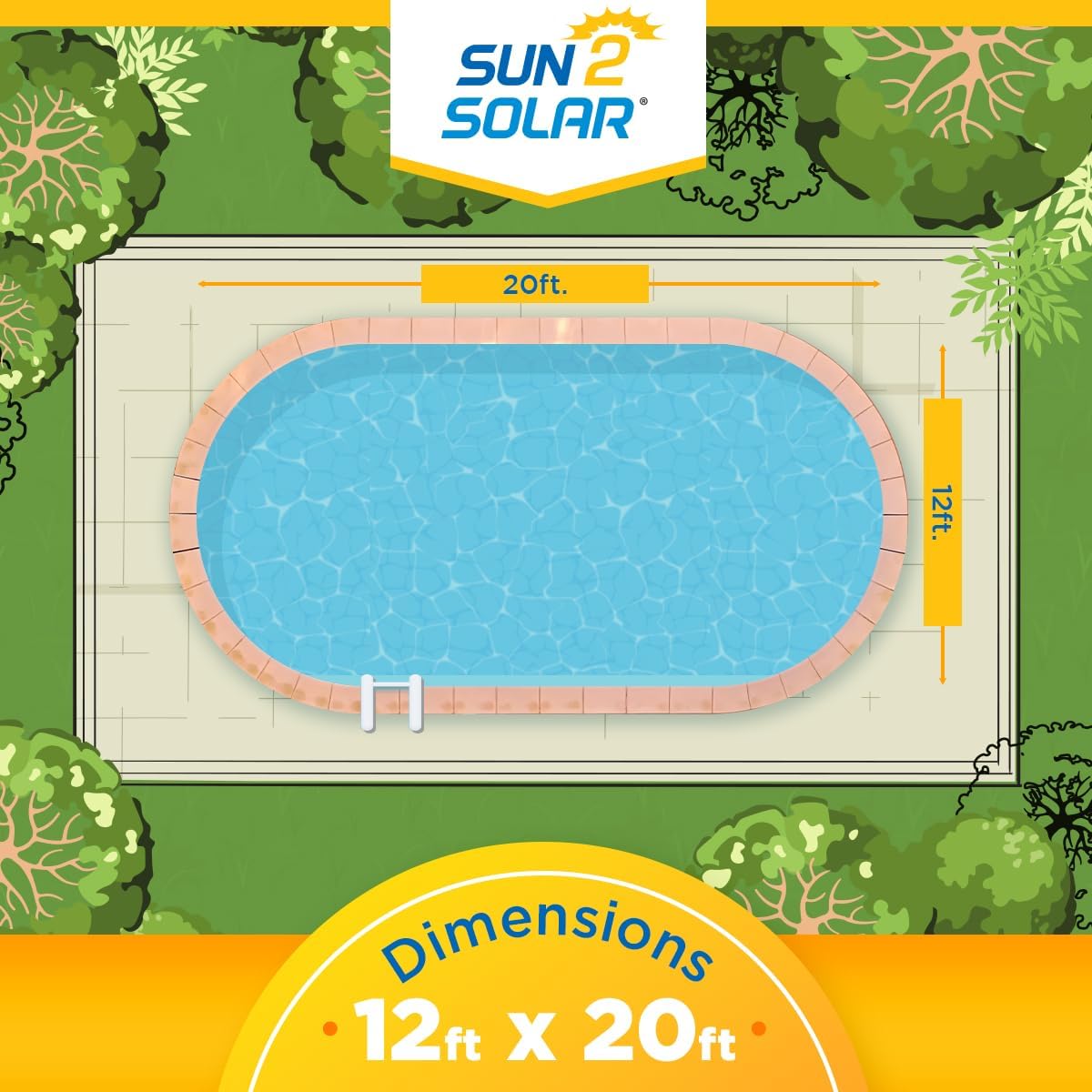 Blue 12 ft x 20 ft Oval Pool Solar Cover | 8 Mil | Heat Retaining Blanket for Inground and Above Ground Swimming