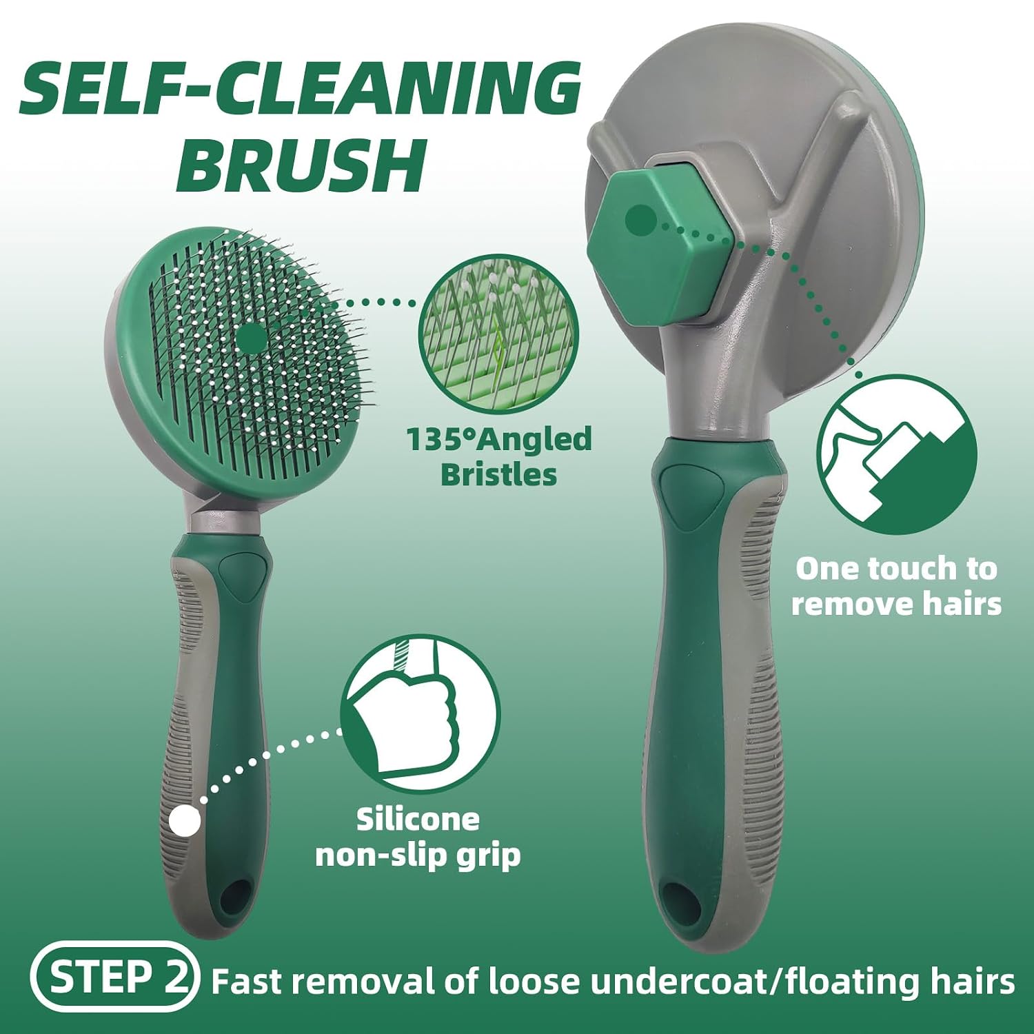 Pet Grooming Kit - 7 PCS Green Deshedding Brush Set with Undercoat Rake, Slicker Brush, Bath Brush & Nail Clipper for