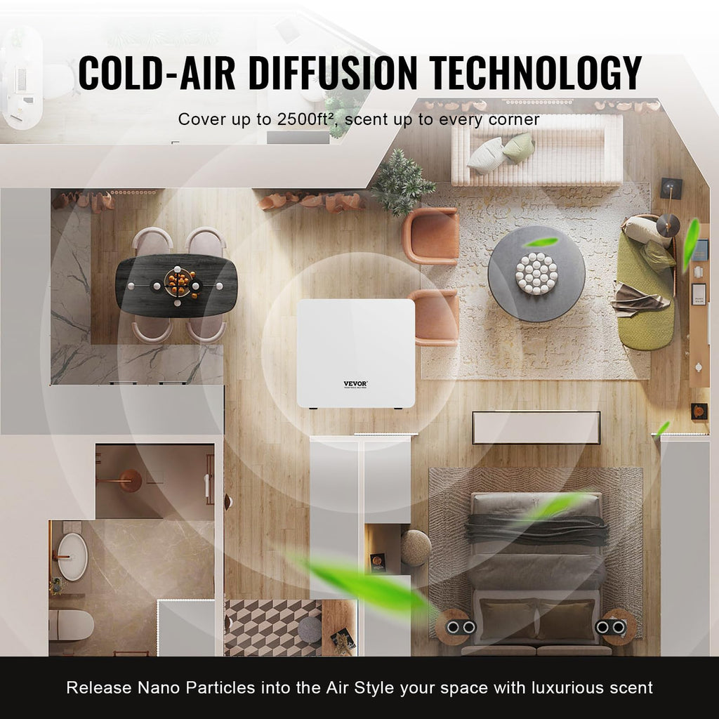Scent Air Machine for Home, 480ml Bluetooth Smart Essential Oil Diffuser with Cold Air Tech, Waterless Scent Diffuser