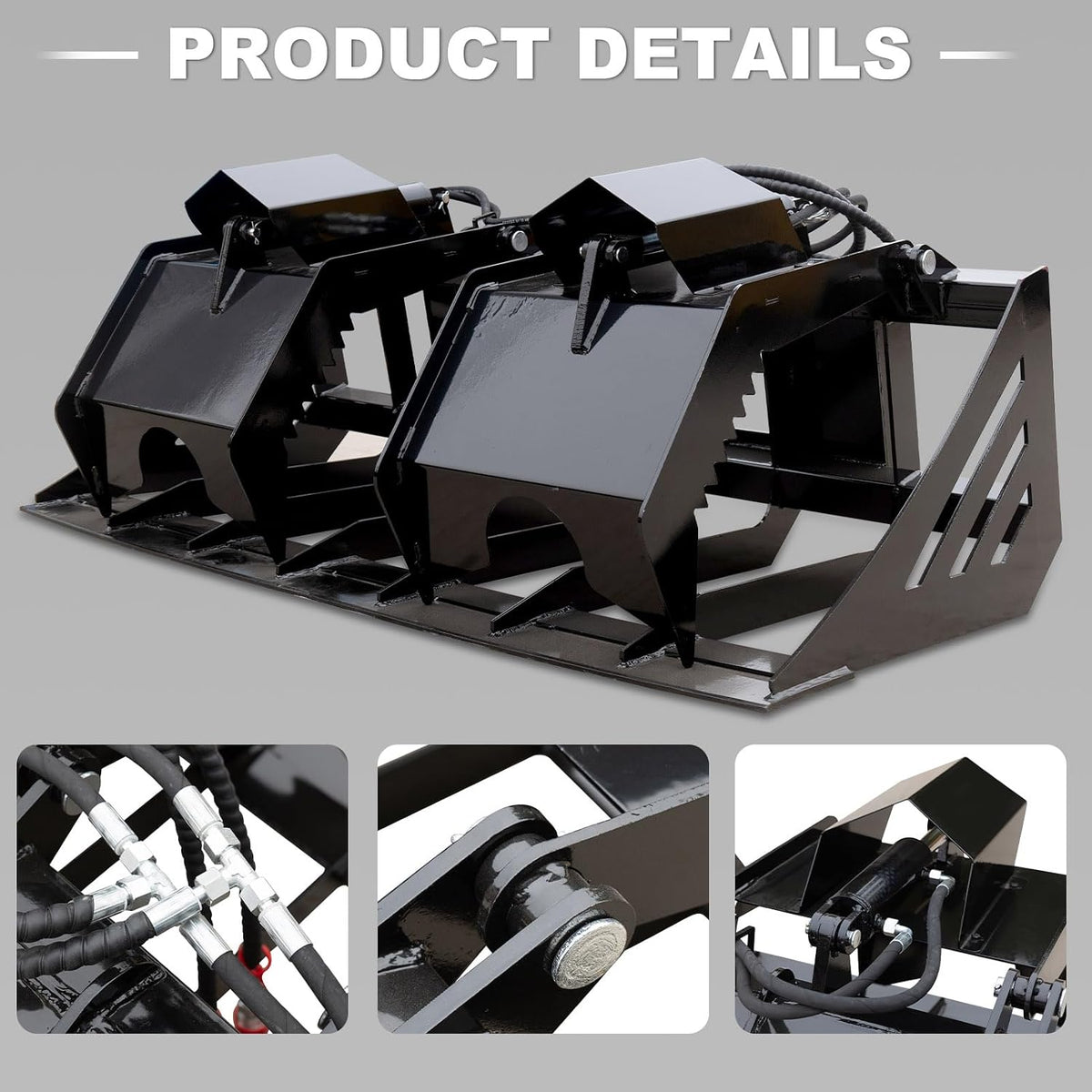 78'' Root Grapple Bucket Attachment for Skid Steer Loaders, 1930mm Heavy-Duty Log Rake Grapple, Quick-Attach Wood