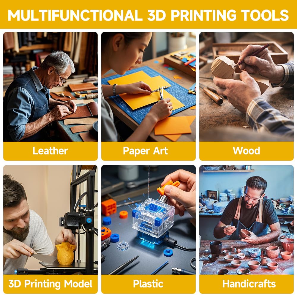 3D Printer Tool Kit 3D Printing Accessories Includes Deburring Tools,Needle Files,Brushes,Tweezer,Gloves,Scraper,Wire