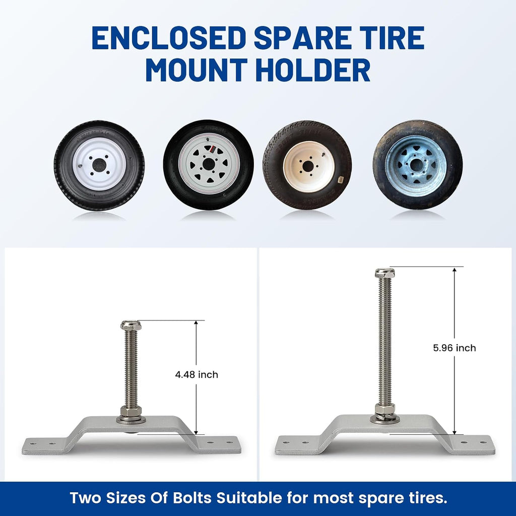 Spare Tire Carrier for Enclosed Trailer, Wall Mount Bracket Holder for Vehicle Cargo Van Truck, Aluminum Mount Fasten