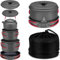 Camping Cookware Set Camping Gear, Compact Camping Pots and Pans Set, Durable Hard Alumina Camping Cooking Set for