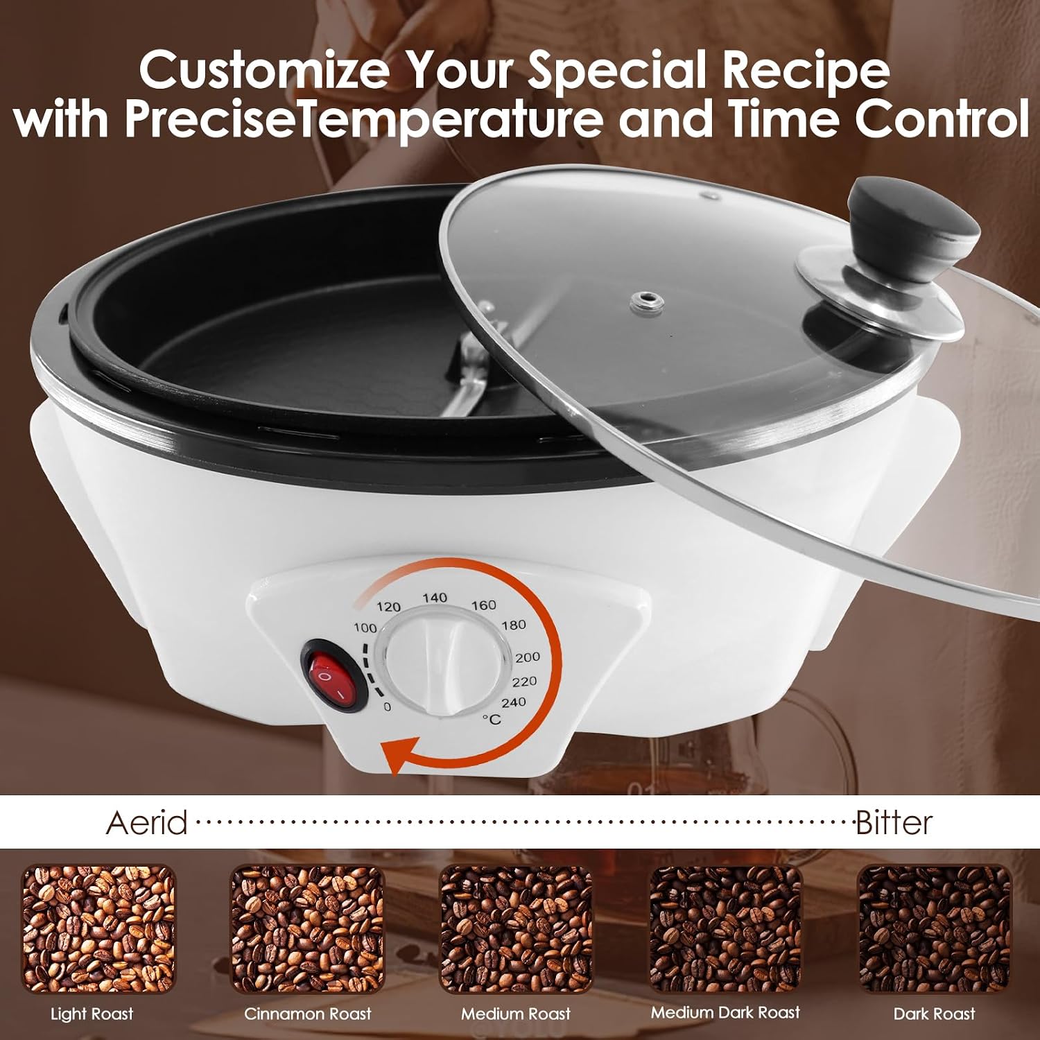 750g Electric Coffee Roaster Machine Home Coffee Roaster Coffee Bean Roaster for Home Use 110V