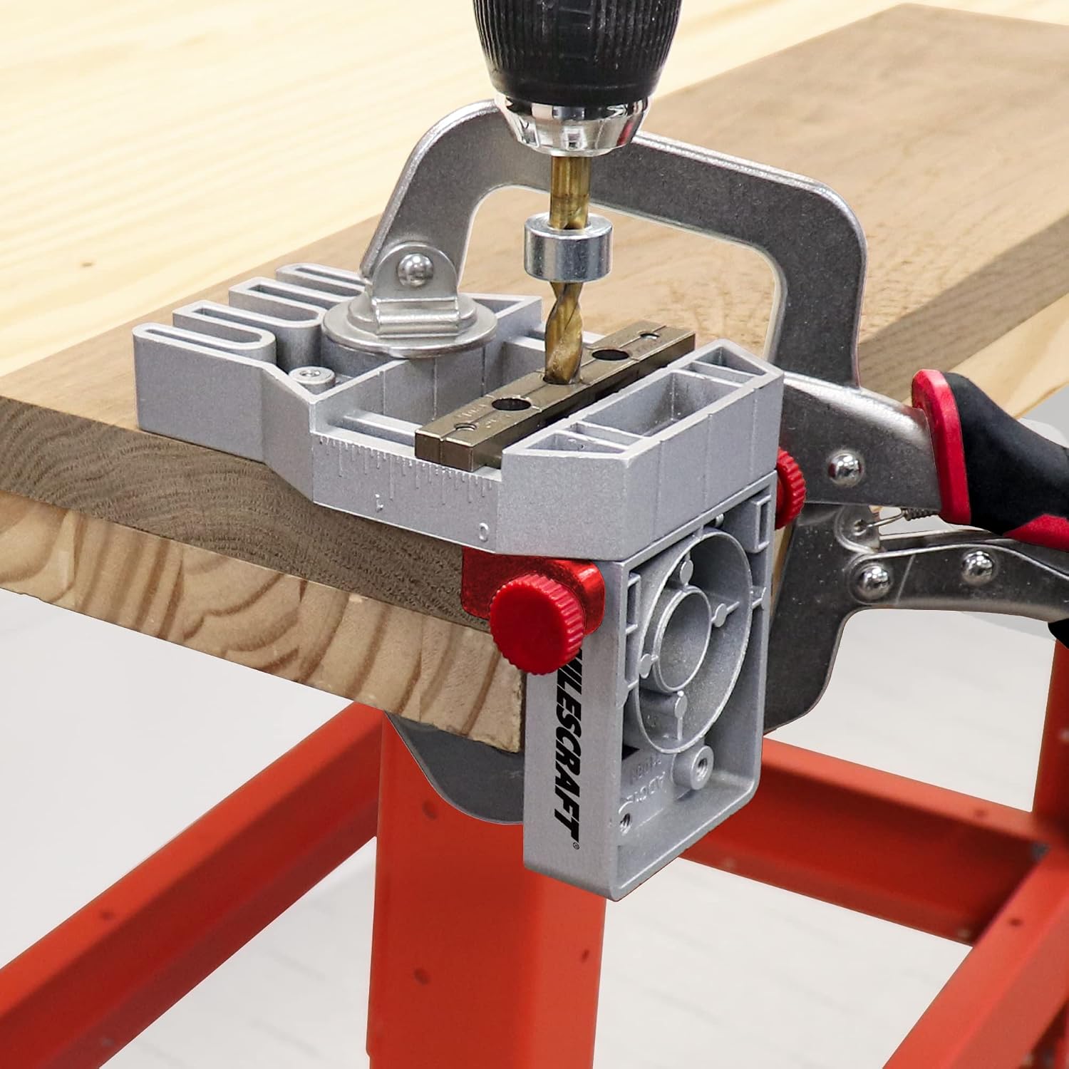 1334 Joint Master – Self-Clamping Aluminum Doweling Jig. Creates Edge, Corner, and Surface Joints. Includes Centering