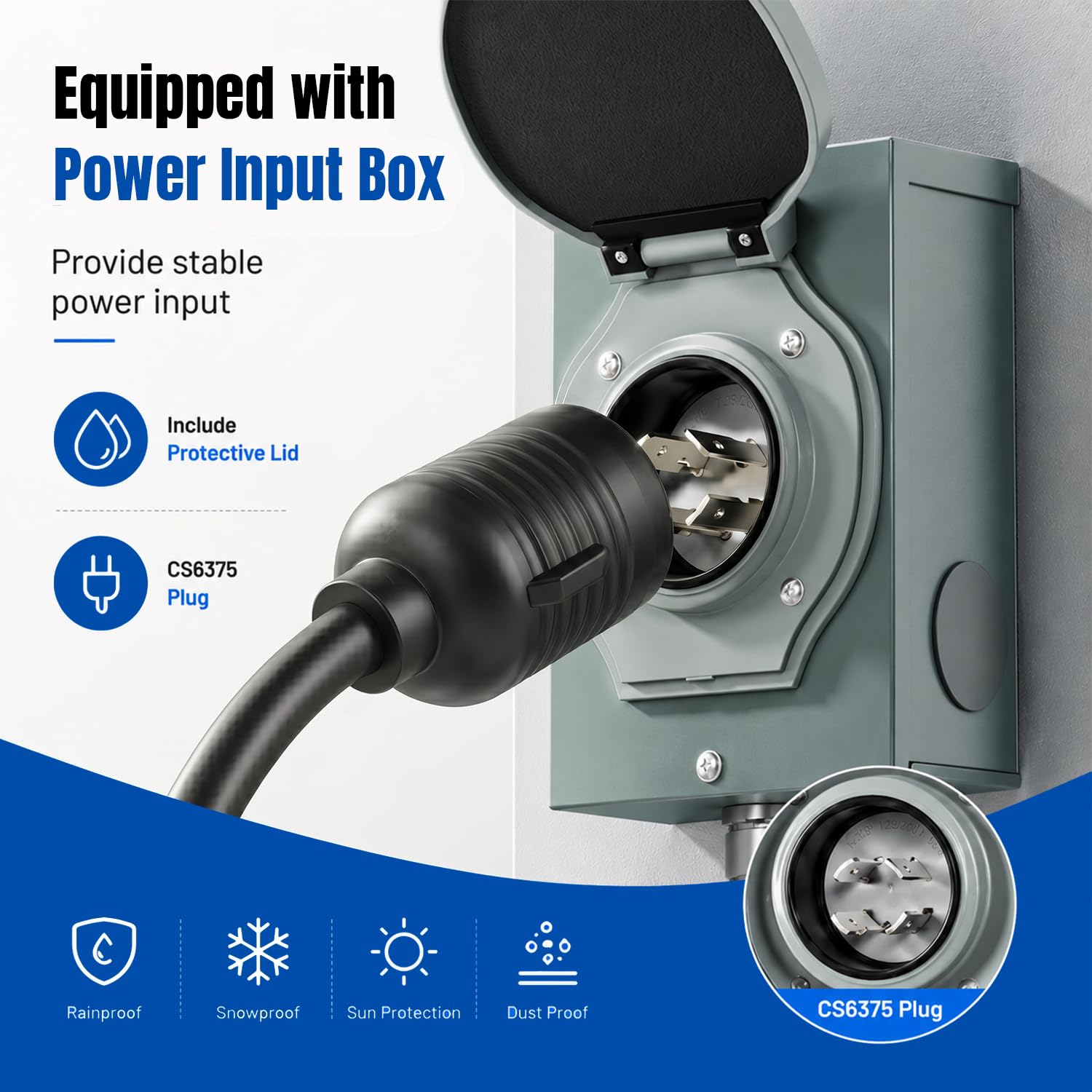 30Amp 6-Circuit Manual Generator Transfer Switch | Heavy Duty Transfer Switch Kit,L14-30 Power Inlet Box 10 Foot