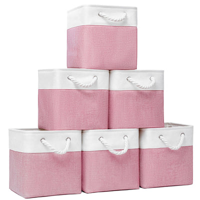 Cube Storage Bins, Collapsible Fabric Storage Cubes Bins, 11 Inch Cube Storage Bins with Handles, Foldable Storage