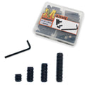 65pcs 1/4-20 4 Sizes Hex Socket Set Screws Assortment Kit, Black Alloy Cup Point Grub Screw for Bathroom Fixtures Door Handles Stripper Pole Rack Screws Precision Instrument ETS