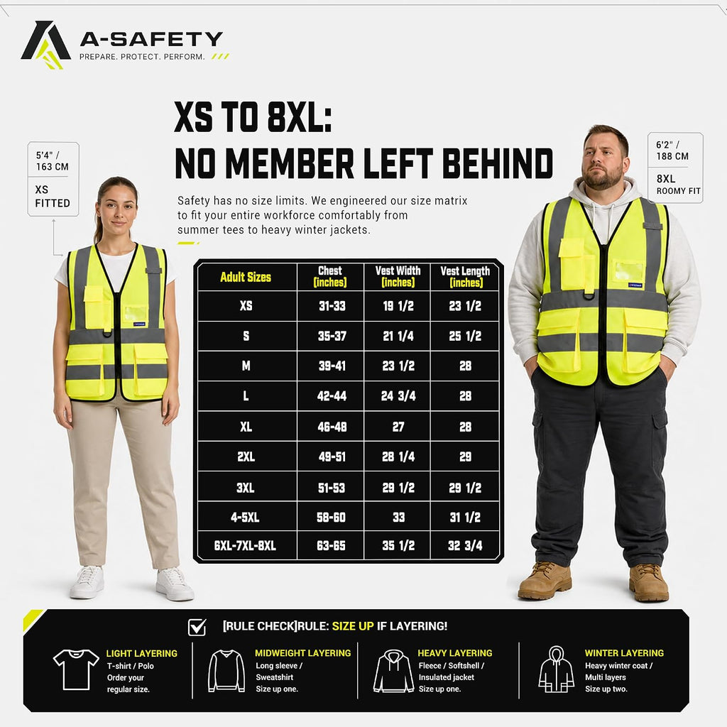 ANSI/ISEA Standard Class 2 Hi-Vis Vest, Mic Tabs, Zip, Yellow, XL | Yellow XL Class 2 safety vest with 7 pockets