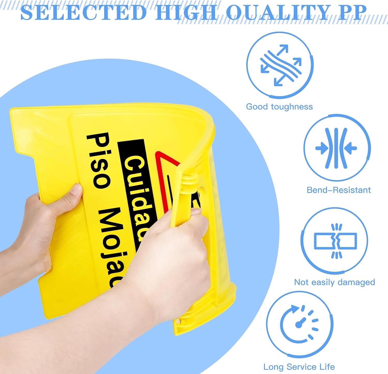 2-Pack Caution Wet-Floor Sign, 17.5" Height, Bright Yellow, Double-Sided Folding A-Frame Design Safety Caution Sign