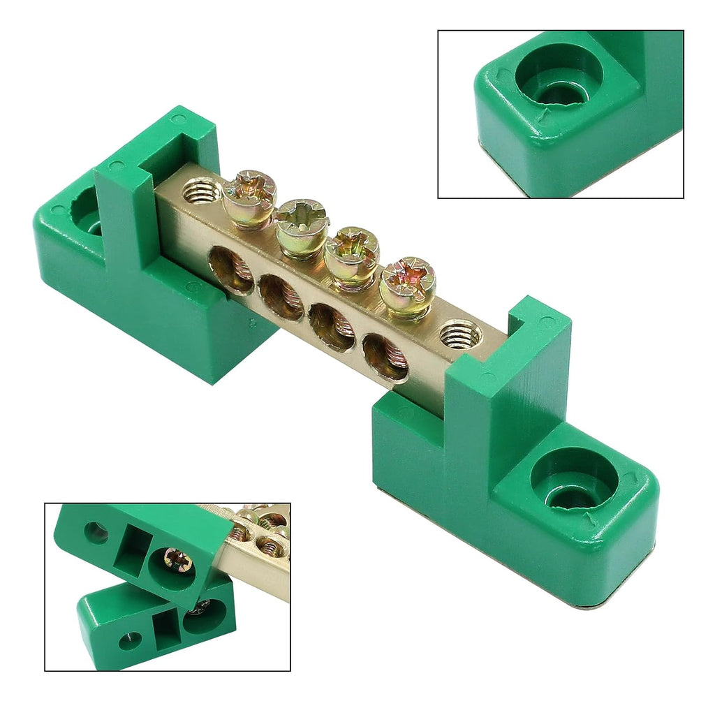 Bonsicoky 2 Pack Brass Terminal Bus Bar 4 Positions