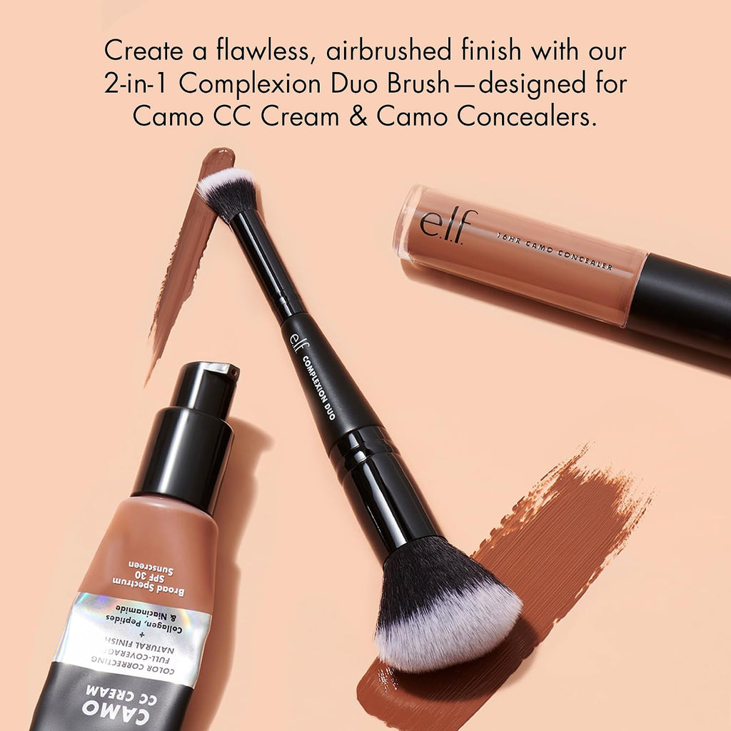 Complexion Duo Brush, Makeup Brush For Applying Foundation & Concealer, Creates An Airbrushed Finish, Made With