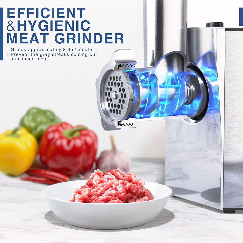Meat Grinder, 2800W Max Meat Grinder Electric, ETL Approved Heavy Duty Meat Mincer Machine with 2 Blades, 3 Plates
