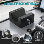 Metal Tip Box Tip Jar with Key & Combination Cable Lock for Bars