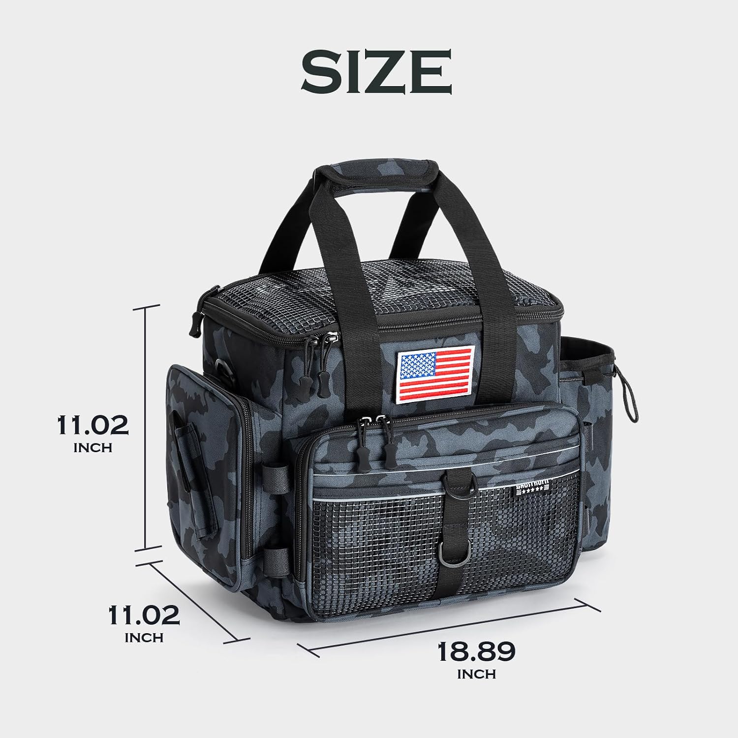 Large Fishing Tackle Bag with Rod Holder Waterproof Gear Storage | Waterproof Fishing Bag with Padded Shoulder Strap