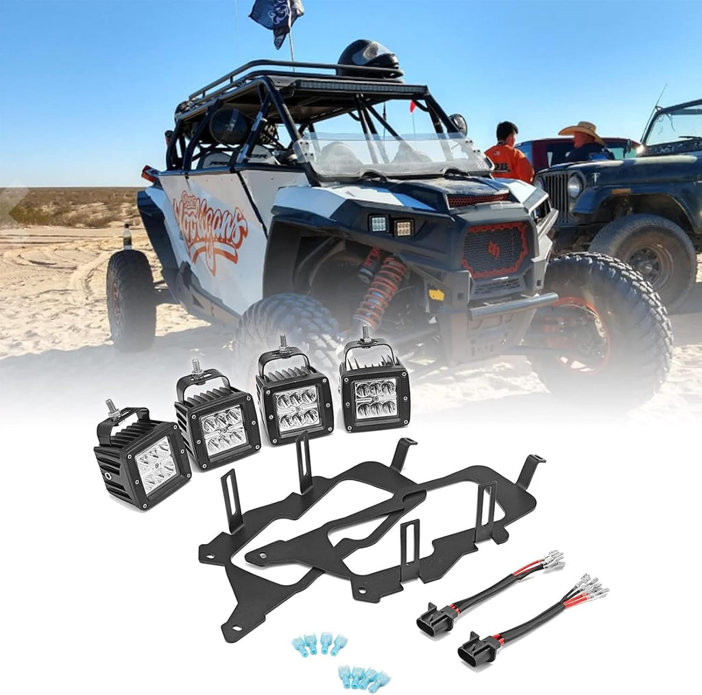 Wsays 4PCS 24W Headlight Kit Fit for Polaris RZR 900/800/XP 1000 2015-2024