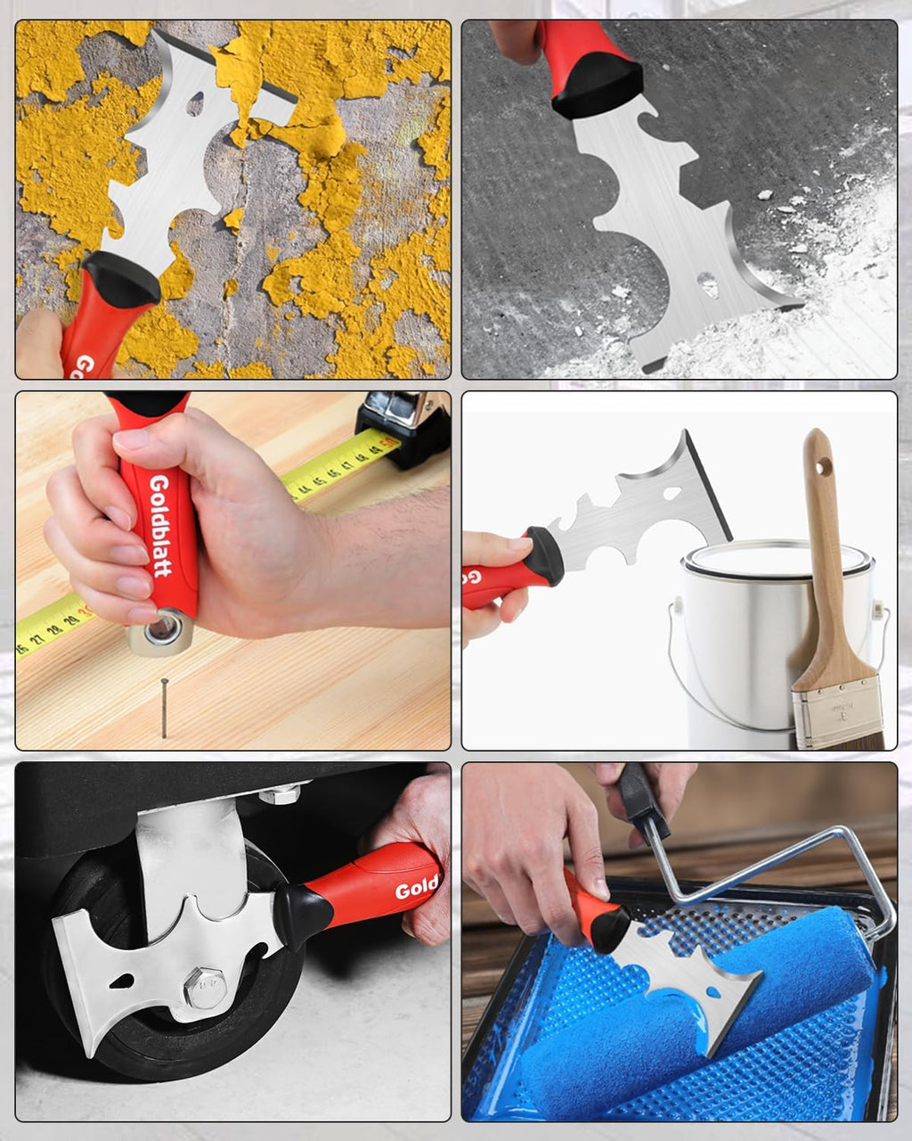 Drywall Hand Tool Kit, 6‑Piece Painter’s Tools | Stainless Steel Putty Knives, 14 in 1 Paint Scraper, 6'' and 4''