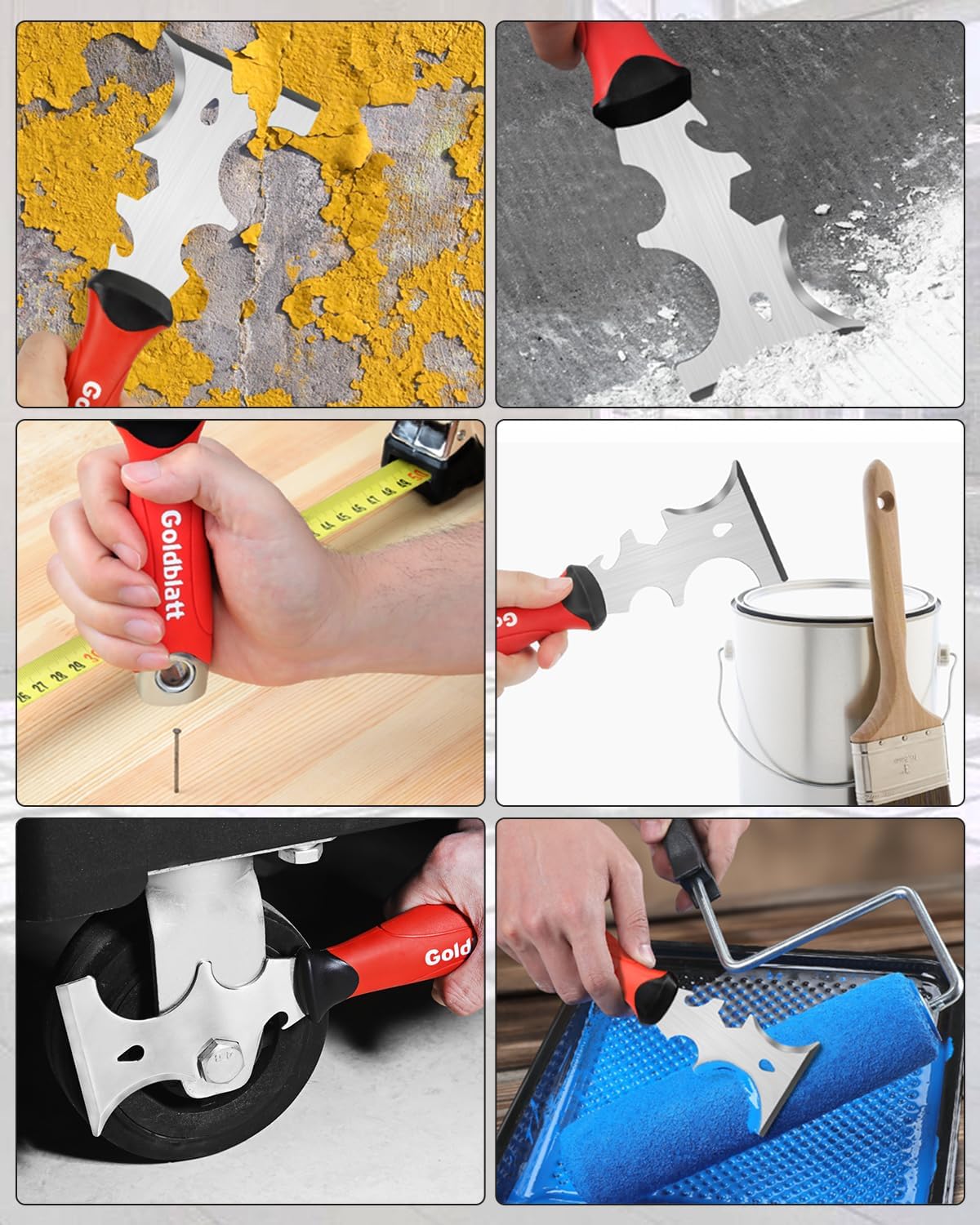 Drywall Hand Tool Kit, 6‑Piece Painter’s Tools | Stainless Steel Putty Knives, 14 in 1 Paint Scraper, 6'' and 4''