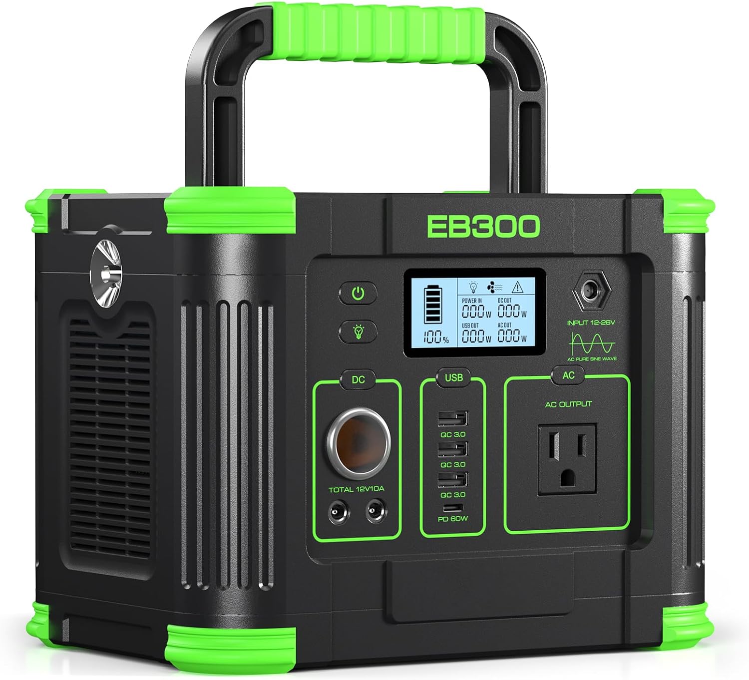 Portable Power Station 330W, 288.6Wh Solar Generator with 60W USB-C PD Output, 120V Pure Sine Wave AC Outlet, 5W