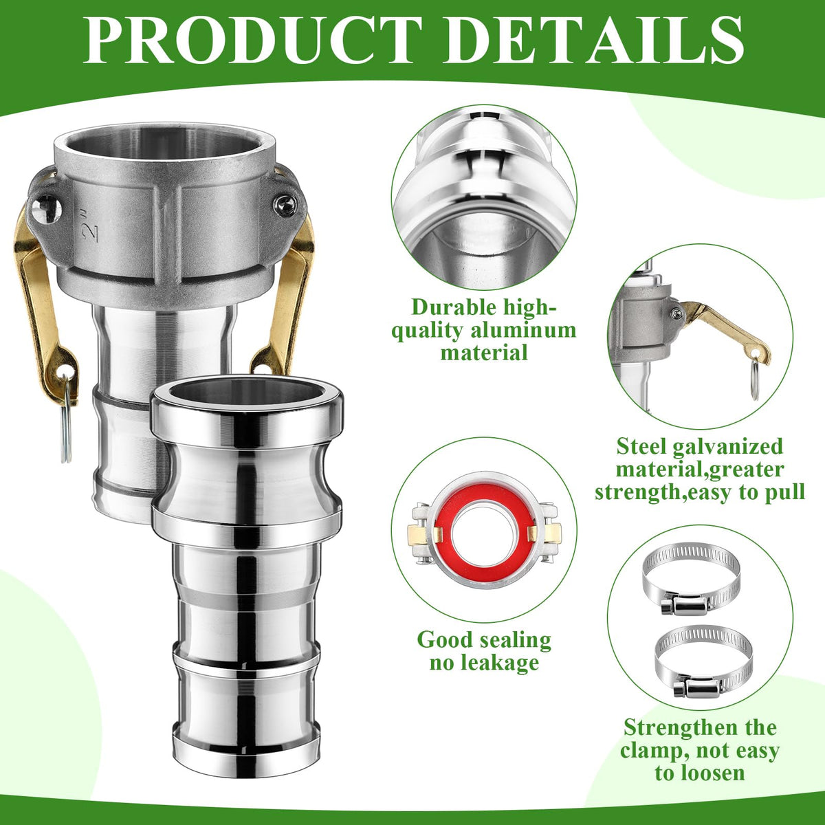 Innconee 4 Set 2 Inch Camlock Fittings Type C&E