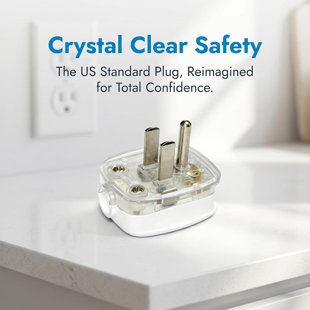 Right Angle Plug Flat Wall Plug, Replacement Plug 3 Prong 125V 10A, 90 Degree Outlet Adapter for Short Extension Cord